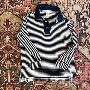 TBBC Navy & White Striped Long-Sleeve Polo